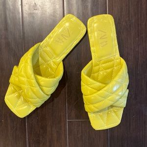 Zara Green quilted slides